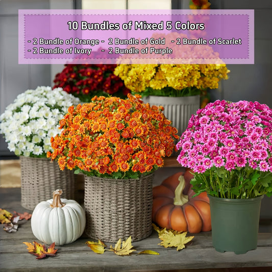 🔥 $2.99 On Sale Only Today 🌱Artificial Outdoor Sunset Mums Flowers